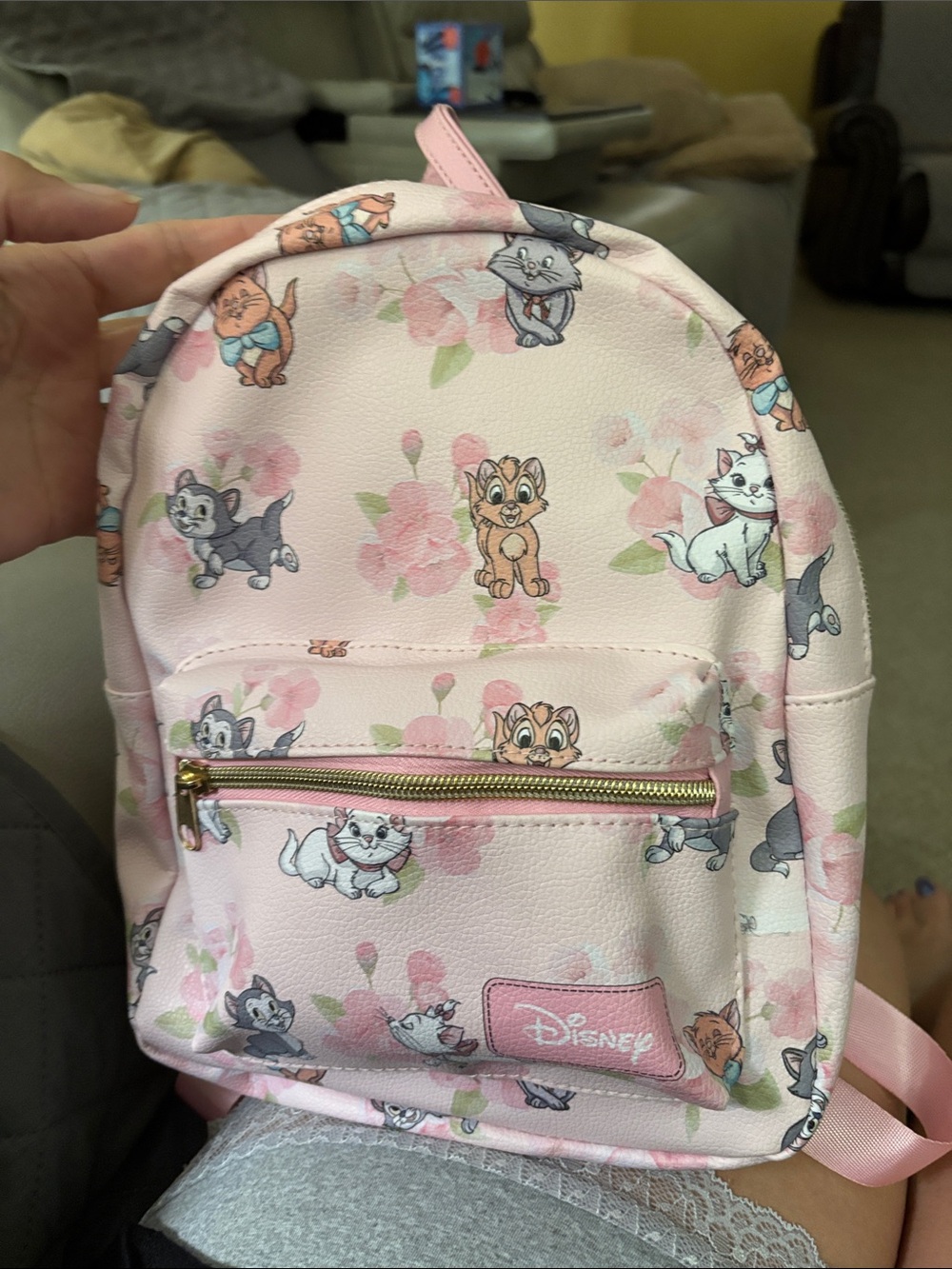 NWOT Disney Pink Aristocats Mini Backpack with Gold Zip Accent